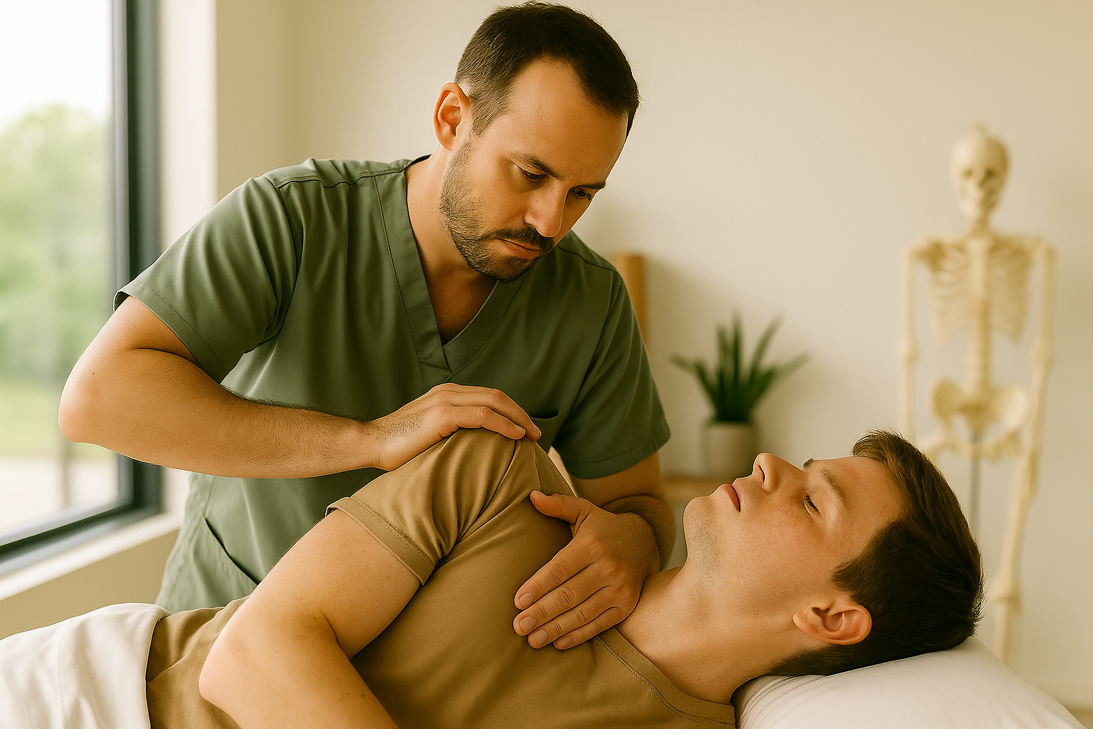 Therapist performing manual therapy
